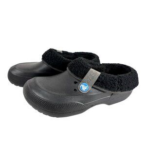 Crocs Blitzen II Black Slip On Shoes Mens 6 Womens 8 Cozy Mule Clogs Rubber